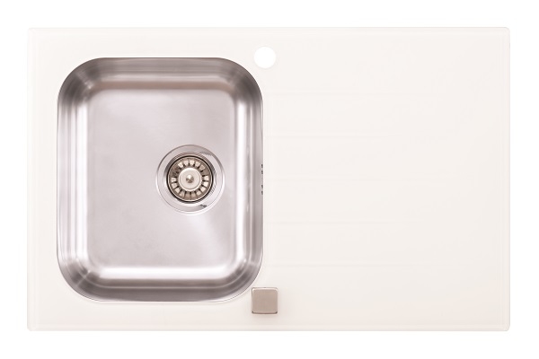 ONYX SUDOPER BIJELO KALJENO STAKLO PRAVOKUTNI 80x50x18cm/s pop-up sifonom fi90mm